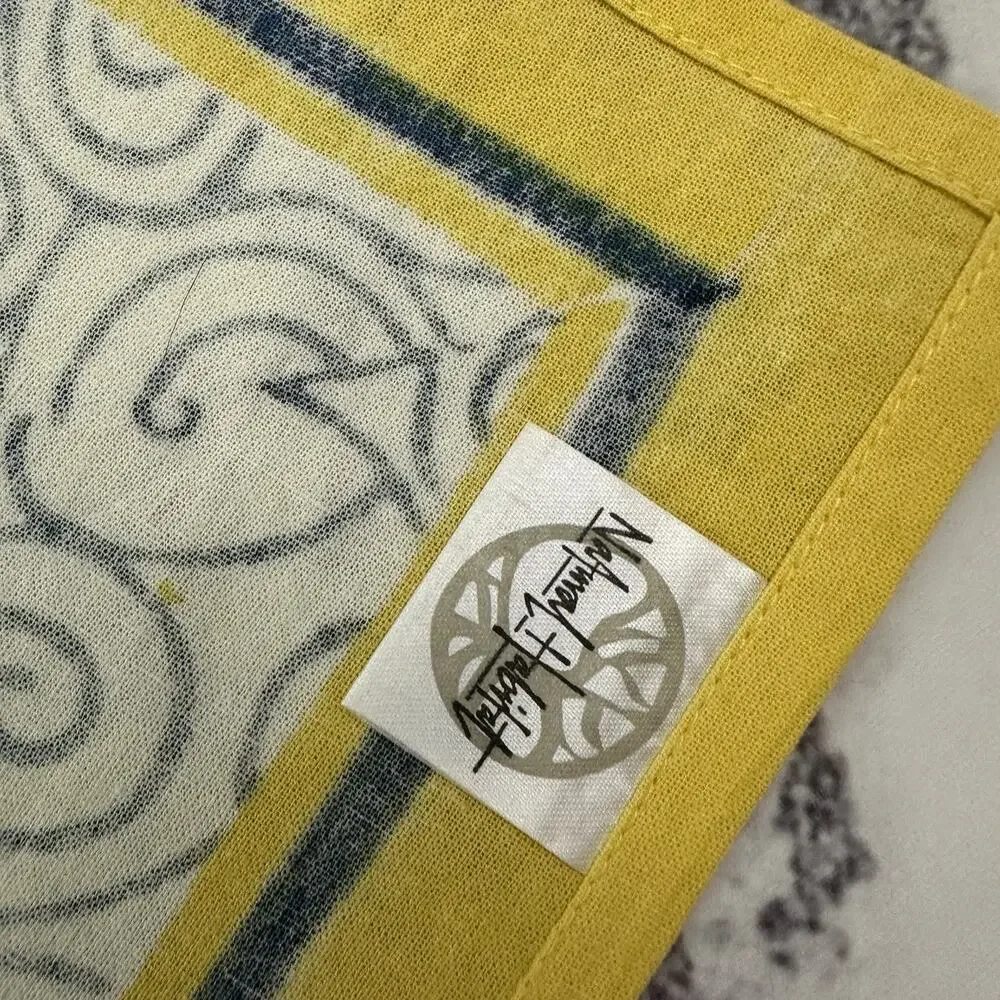 Natural Habitat Floral Tablecloth Yellow Blue Cotton 60 in Square Boho Cottage